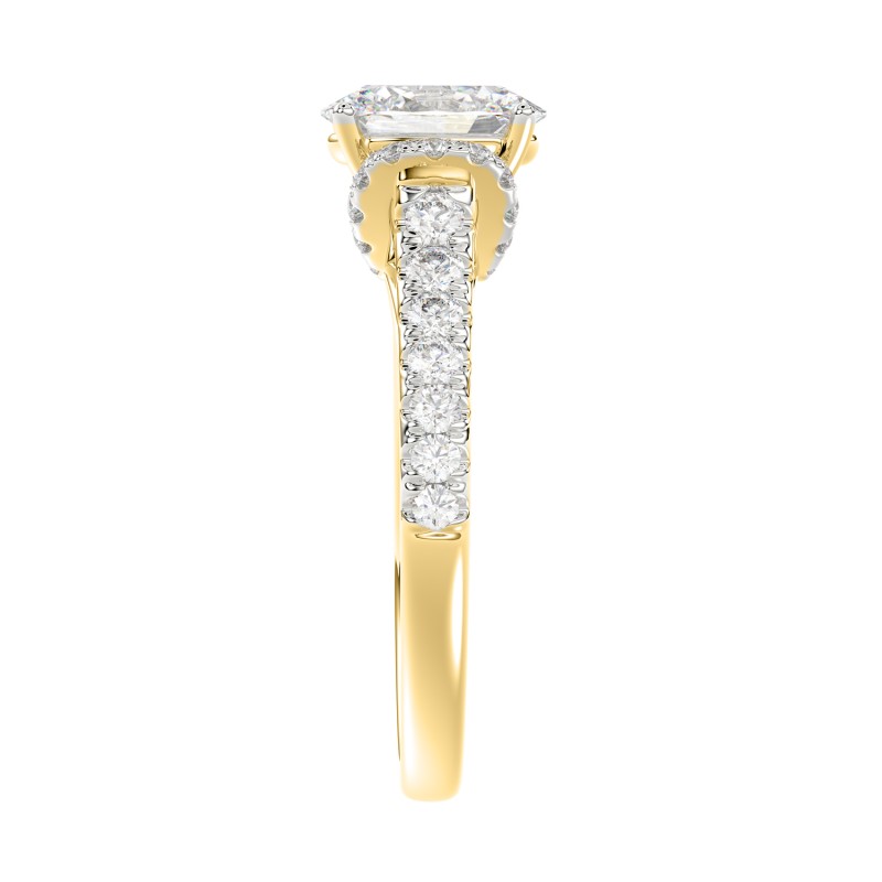 LADIES RING 1 1/2CT ROUND/OVAL DIAMOND 14K YELLOW GOLD (CENTER STONE OVAL DIAMOND 1CT)