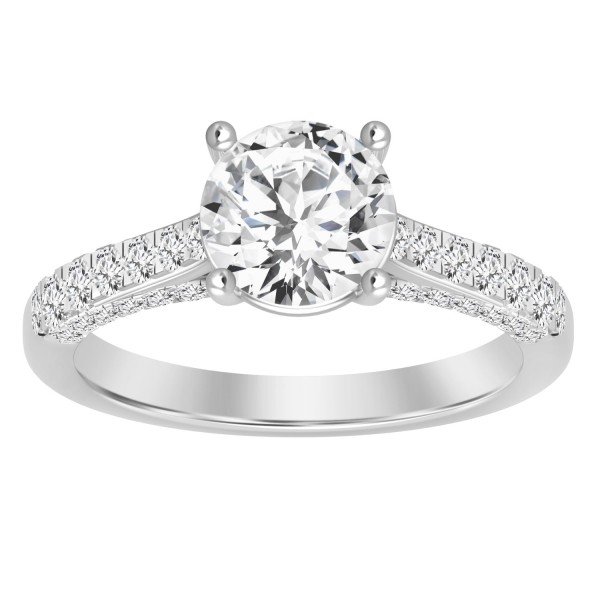 LADIES RING 2CT ROUND DIAMOND 14K WHITE GOLD (CENT...