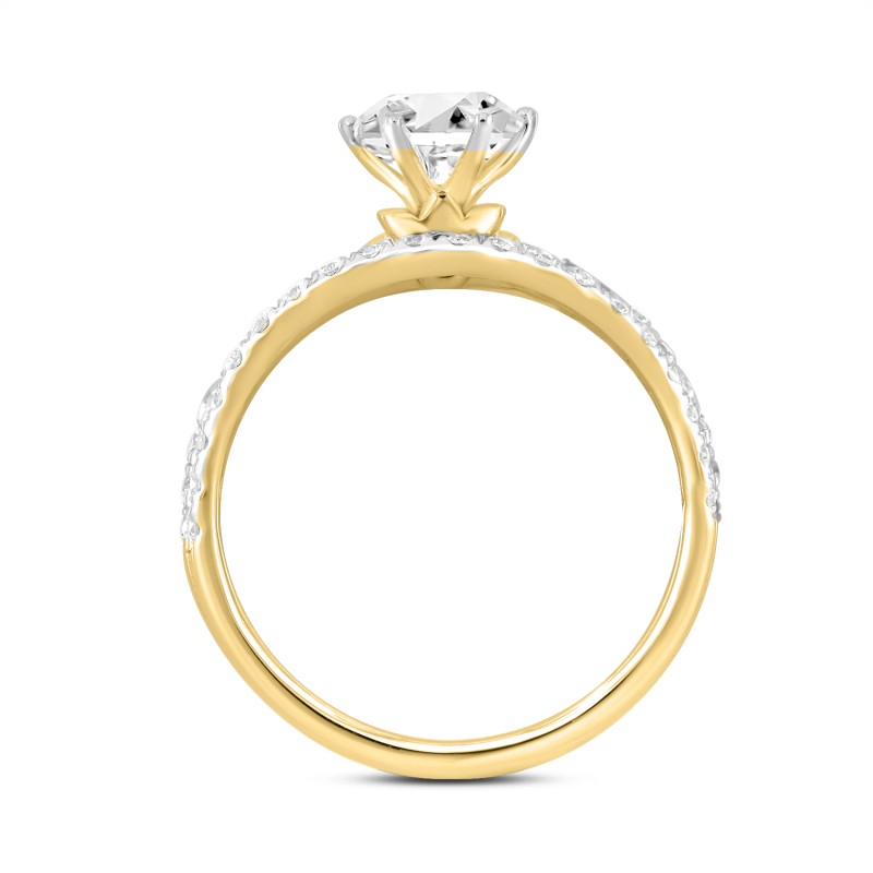 LADIES BRIDAL SET 1 1/2CT ROUND DIAMOND 14K YELLOW GOLD (CENTER STONE ROUND DIAMOND 1CT)