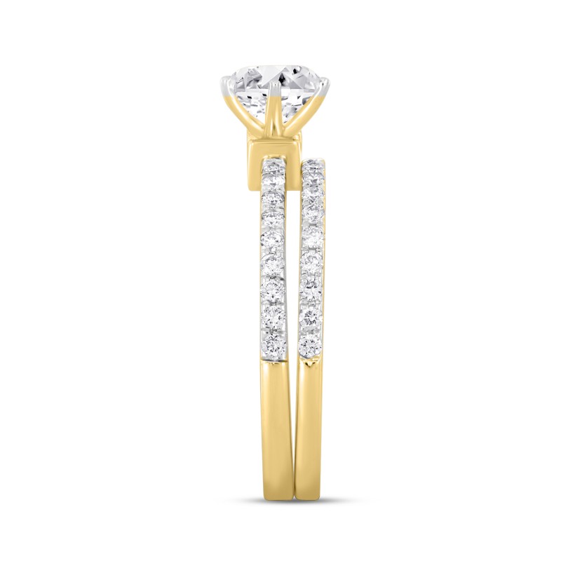 LADIES BRIDAL SET 1 1/2CT ROUND DIAMOND 14K YELLOW GOLD (CENTER STONE ROUND DIAMOND 1CT)