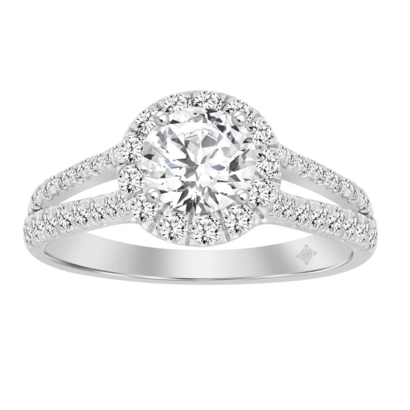 LADIES RING 1 3/4CT ROUND DIAMOND 14K WHITE GOLD (CENTER STONE ROUND DIAMOND 1CT )