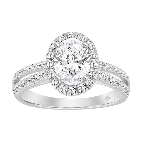 LADIES RING 1 1/2CT ROUND/OVAL DIAMOND 14K WHITE G...