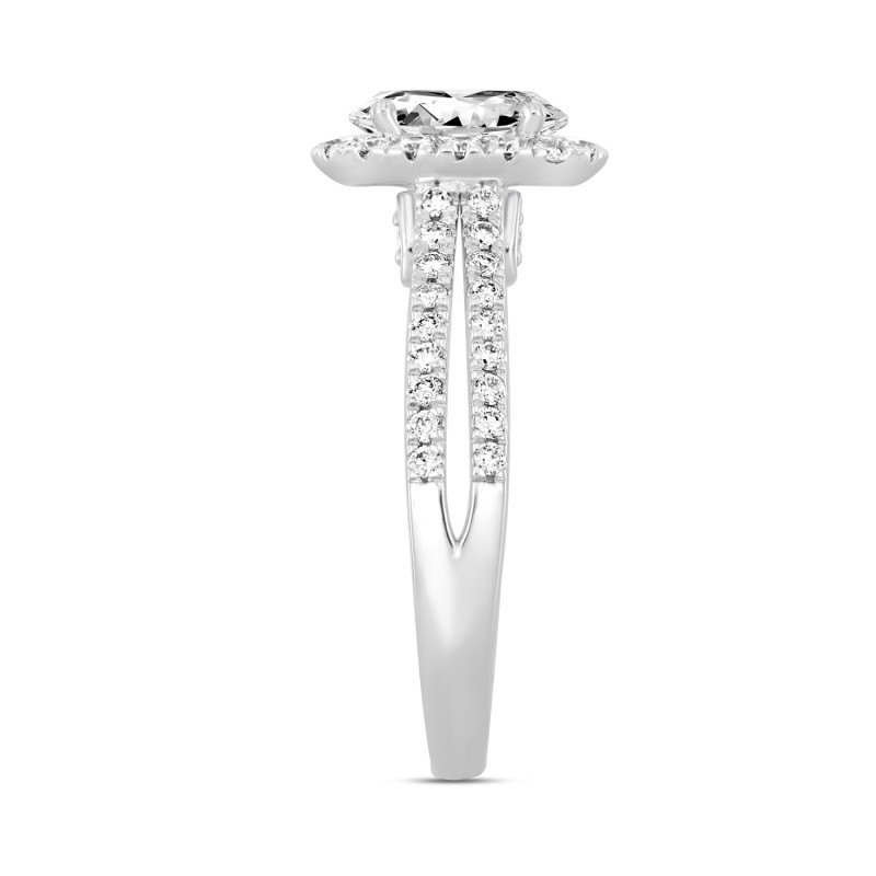 LADIES RING 1 1/2CT ROUND/OVAL DIAMOND 14K WHITE GOLD (CENTER STONE OVAL DIAMOND 1CT)