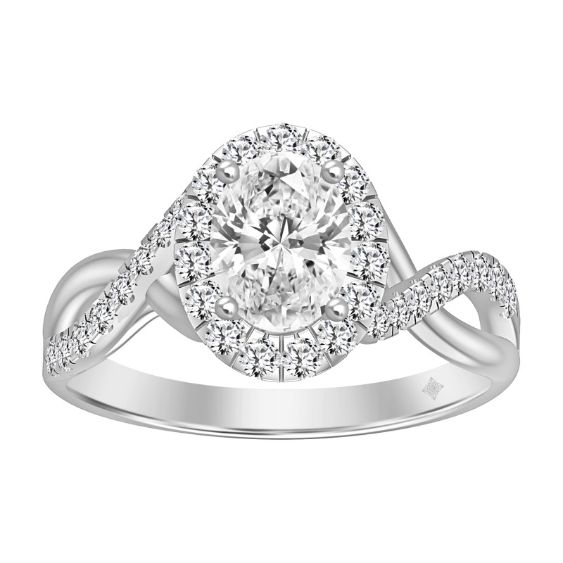 LADIES RING 1 1/2CT ROUND/OVAL DIAMOND 14K WHITE GOLD (CENTER STONE OVAL DIAMOND 1CT)