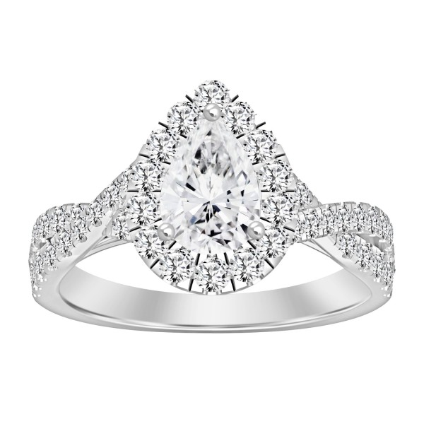 LADIES RING 1 3/4CT ROUND/PEAR DIAMOND 14K WHITE G...