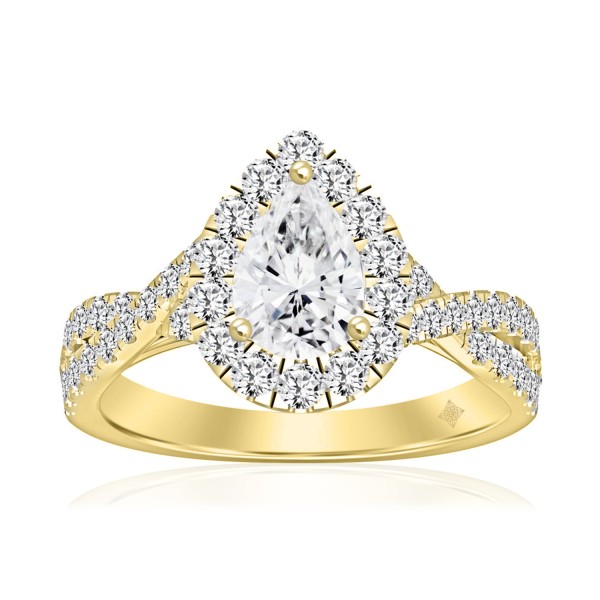 LADIES RING 1 3/4CT ROUND/PEAR DIAMOND 14K YELLOW ...