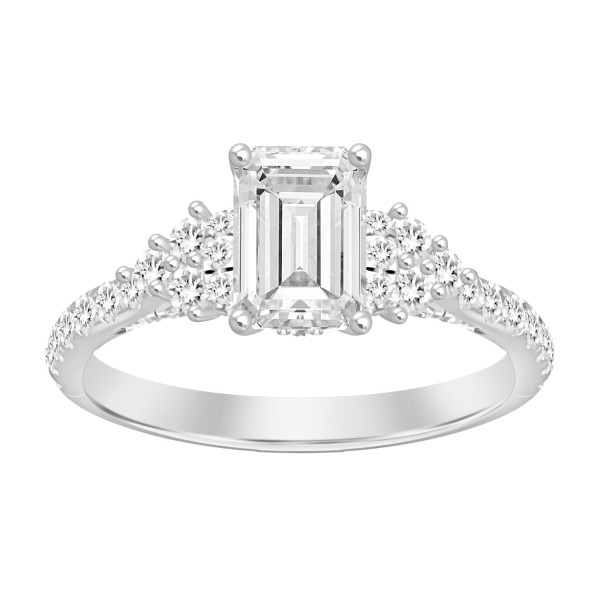 LADIES RING 2 1/4CT ROUND/EMERALD DIAMOND 14K WHIT...