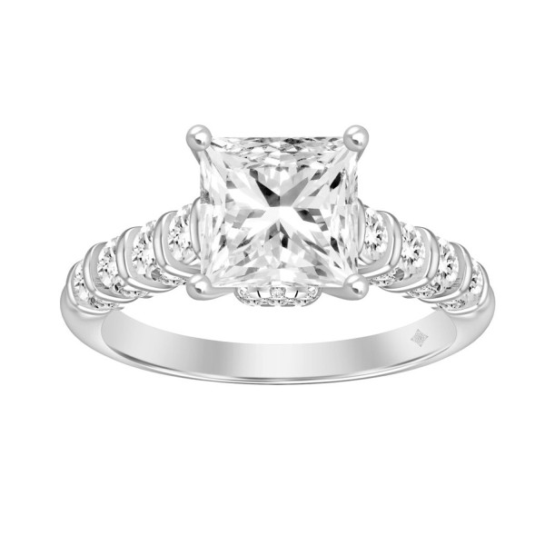 LADIES RING 2 1/2CT ROUND/PRINCESS DIAMOND 14K WHI...