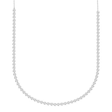 LADIES NECKLACE 7CT ROUND DIAMOND 14K WHITE GOLD