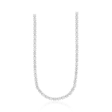 14K WHITE GOLD 7CT ROUND DIAMOND LADIES NECKLACE