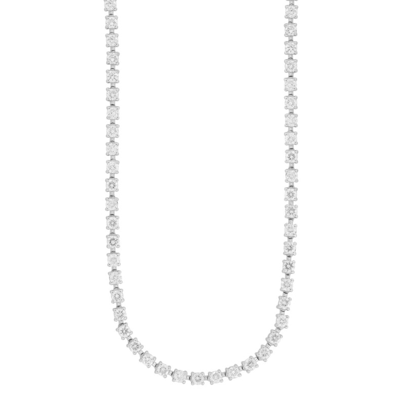 14K WHITE GOLD 7CT ROUND DIAMOND LADIES NECKLACE