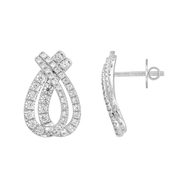 14K WHITE GOLD 2CT ROUND DIAMOND LADIES EARRINGS ...