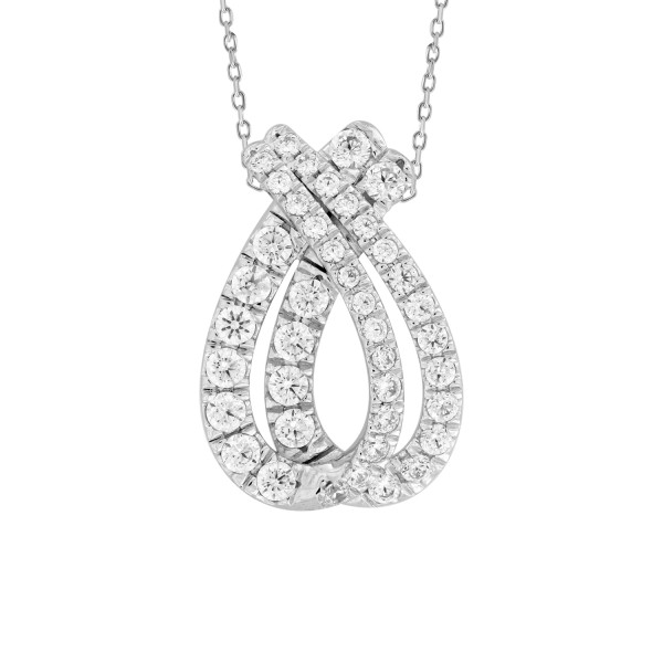 14K WHITE GOLD 1 1/2CT ROUND DIAMOND LADIES PENDAN...