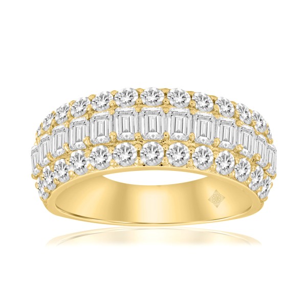 14K YELLOW GOLD 2 1/2CT ROUND/EMERALD DIAMOND LADI...