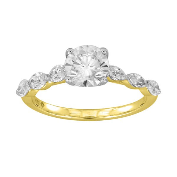 14K YELLOW GOLD 1 3/4CT ROUND/MARQUISE DIAMOND LAD...