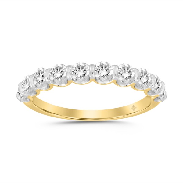 LADIES BAND 1CT ROUND DIAMOND 14K YELLOW GOLD...