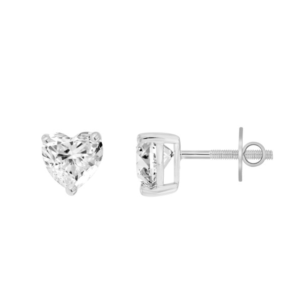 14K WHITE GOLD 1CT HEART DIAMOND LADIES SOLITAIRE ...