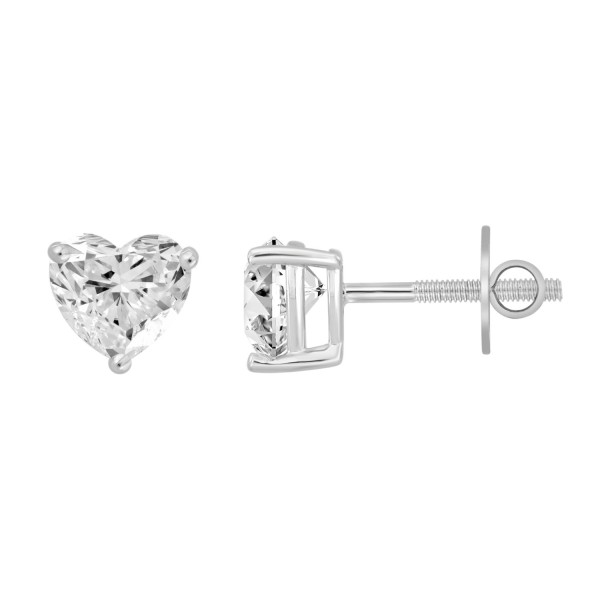 14K WHITE GOLD 2CT HEART DIAMOND LADIES SOLITAIRE ...