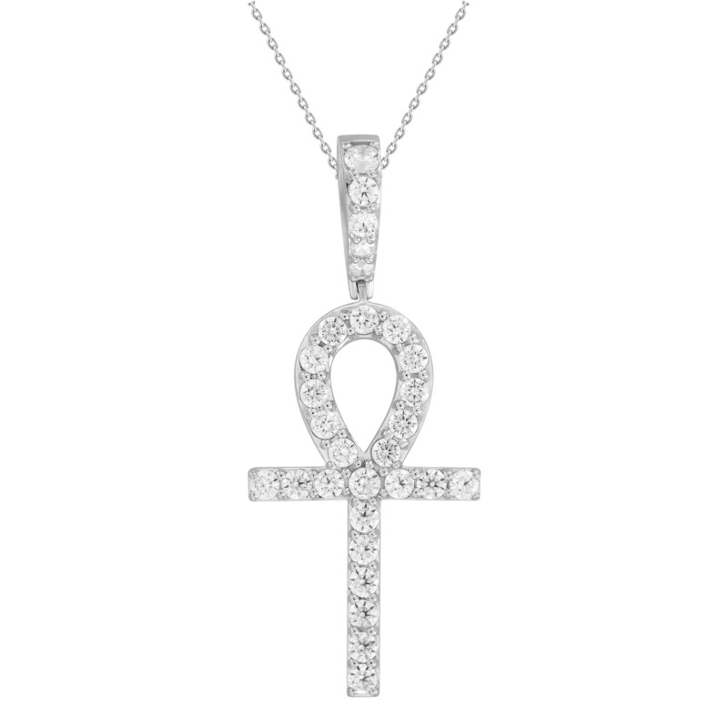 MEN'S CHARM PENDANT 2 1/2CT ROUND DIAMOND 14K WHITE GOLD