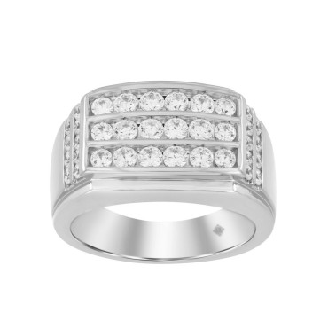 MEN'S RING 1 1/2CT ROUND DIAMOND 14K WHITE GOLD