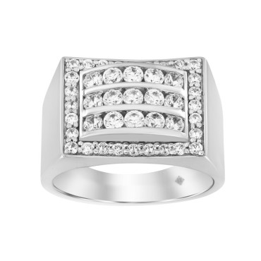 MEN'S RING 1 1/2CT ROUND DIAMOND 14K WHITE GOLD