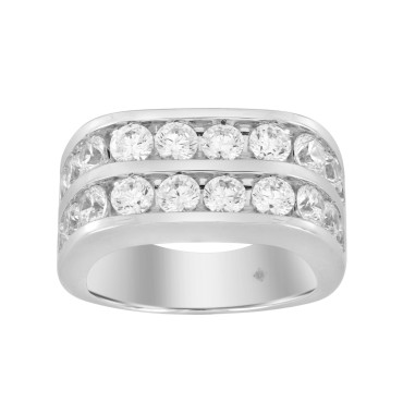 MEN'S RING 2 3/4CT ROUND DIAMOND 14K WHITE GOLD