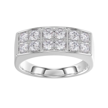 MEN'S RING 1 1/2CT ROUND DIAMOND 14K WHITE GOLD