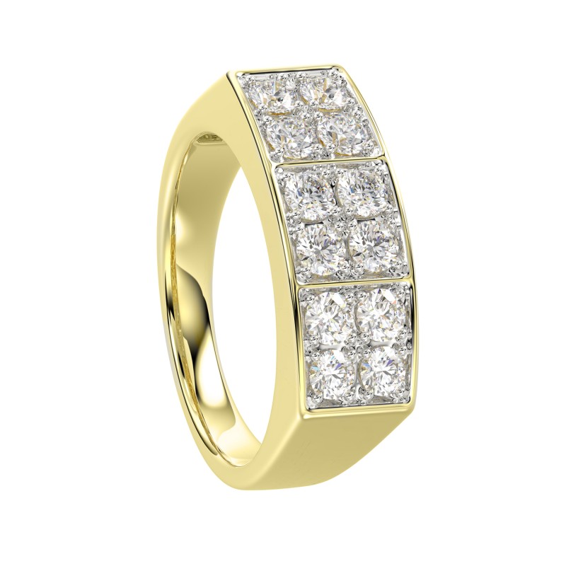 MEN'S RING 1 1/2CT ROUND DIAMOND 14K YELLOW GOLD