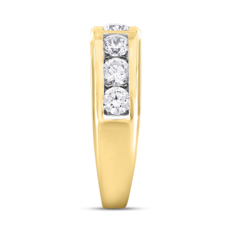 MEN'S RING 2CT ROUND DIAMOND 14K YELLOW GOLD