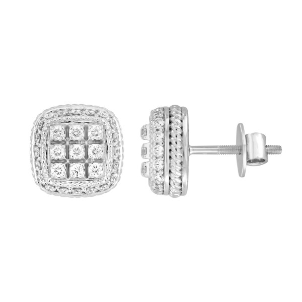 14K WHITE GOLD 3 /4CT ROUND DIAMOND Men's EARRINGS...