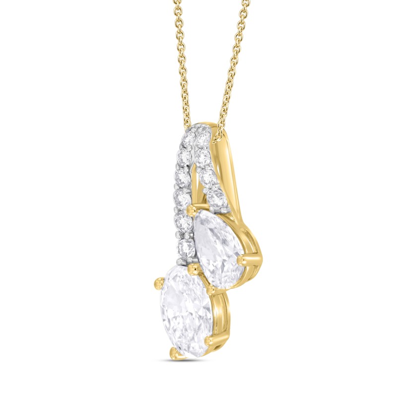 14K YELLOW GOLD 2CT ROUND/OVAL/PEAR DIAMOND LADIES PENDANT WITH CHAIN