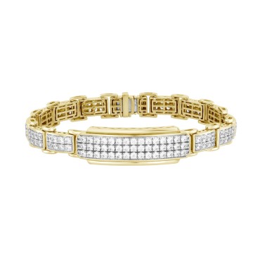 MEN'S BRACELET 9 1/5CT ROUND DIAMOND 14K YELLOW GOLD