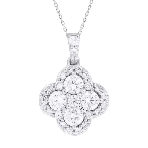 14K WHITE GOLD 1CT ROUND DIAMOND LADIES PENDANT WI...