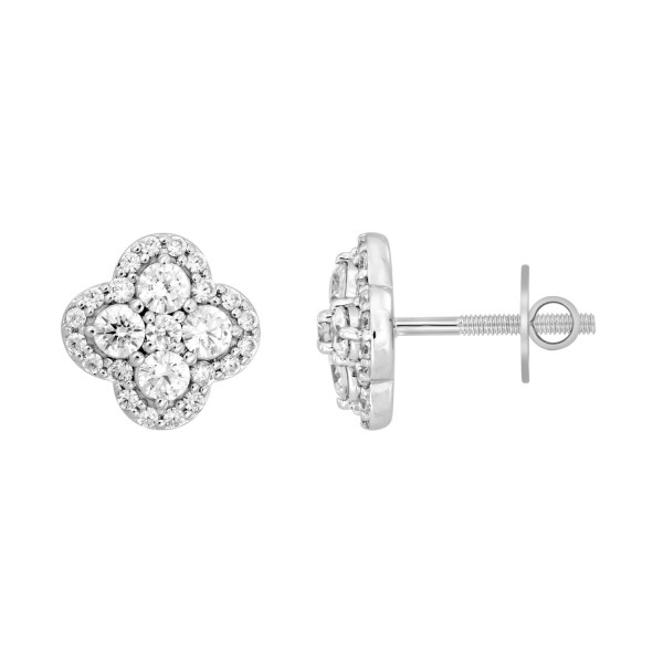 14K WHITE GOLD 1 1/2CT ROUND DIAMOND Men's EARRING...