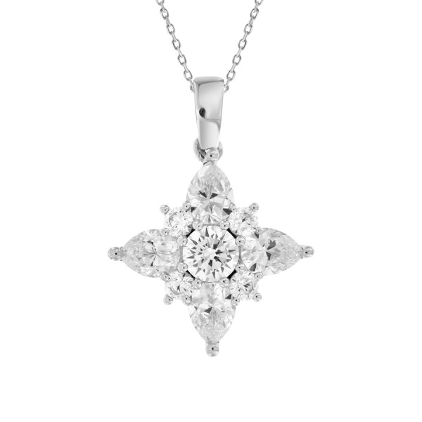 14K WHITE GOLD 1CT ROUND/PEAR DIAMOND LADIES PENDA...