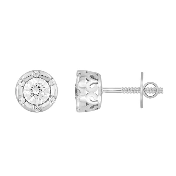 14K WHITE GOLD 3/4CT ROUND DIAMOND LADIES EARRINGS...