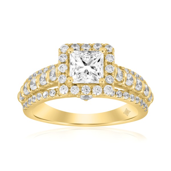 14K YELLOW GOLD 2CT ROUND/PRINCESS DIAMOND LADIES ...