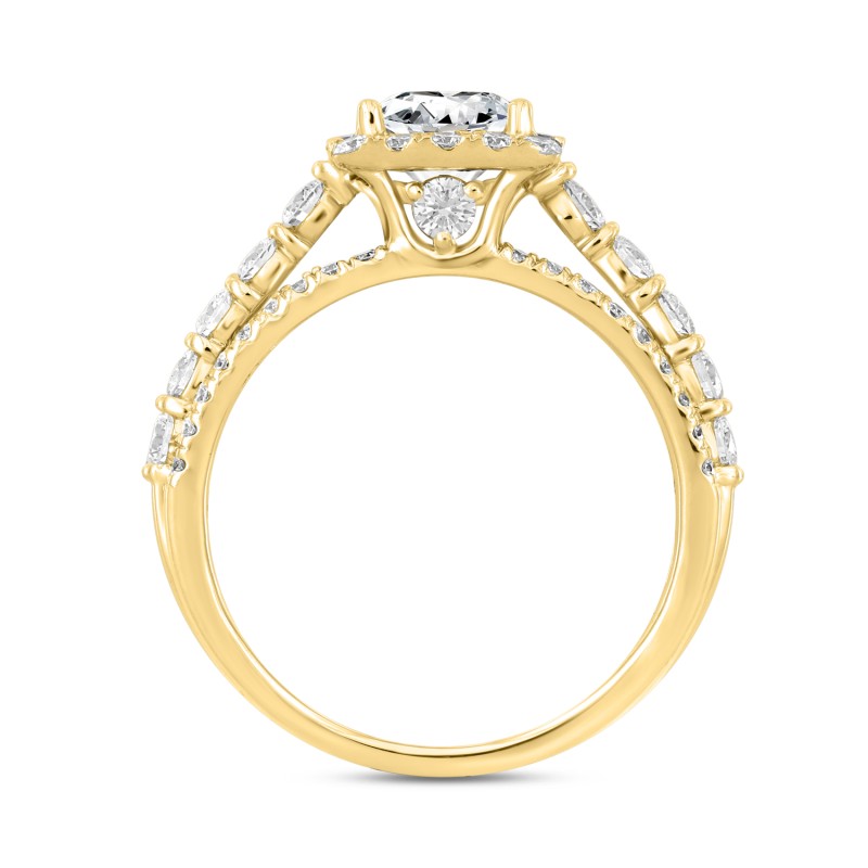 14K YELLOW GOLD 2CT ROUND/PRINCESS DIAMOND LADIES RING (CENTER STONE PRINCESS DIAMOND 1CT )