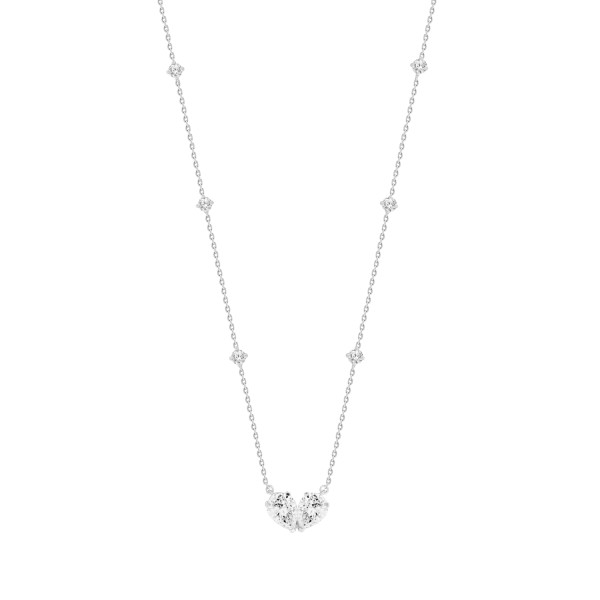 LADIES NECKLACES 2CT ROUND/PEAR DIAMOND 14K WHITE ...