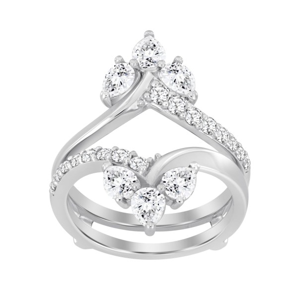 14K WHITE GOLD 1 1/4CT ROUND/PEAR DIAMOND LADIES W...