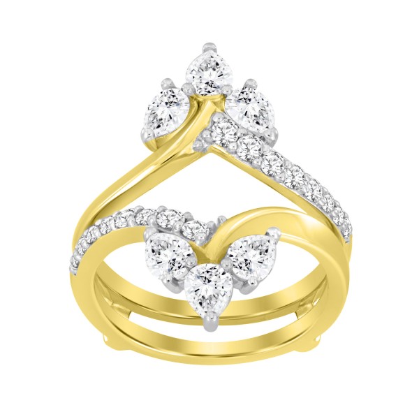 14K YELLOW GOLD 1 1/4CT ROUND/PEAR DIAMOND LADIES ...