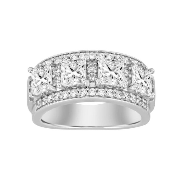 14K WHITE GOLD 2 1/2CT ROUND/PRINCESS DIAMOND LADI...