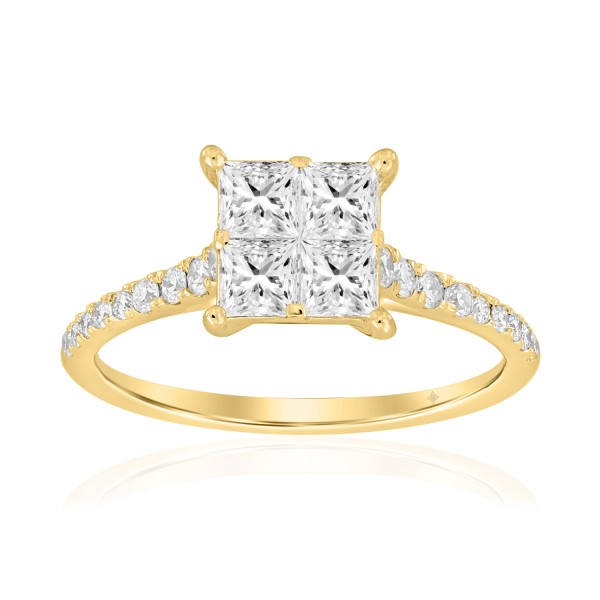 14K YELLOW GOLD 1CT ROUND/PRINCESS DIAMOND LADIES ...