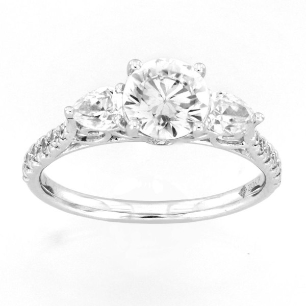 LADIES RING 1 1/2CT ROUND/PEAR DIAMOND 14K WHITE G...