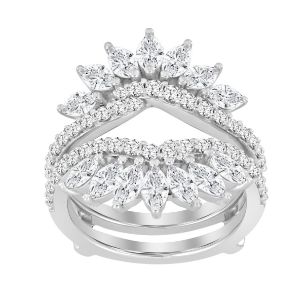 14K WHITE GOLD 2CT ROUND/MARQUISE DIAMOND LADIES W...