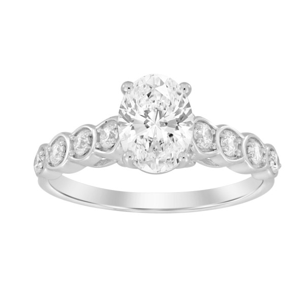 14K WHITE GOLD 1 1/4CT ROUND/OVAL DIAMOND LADIES R...