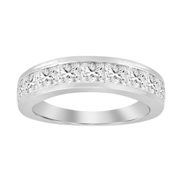 14K WHITE GOLD 2CT PRINCESS DIAMOND LADIES BAND...