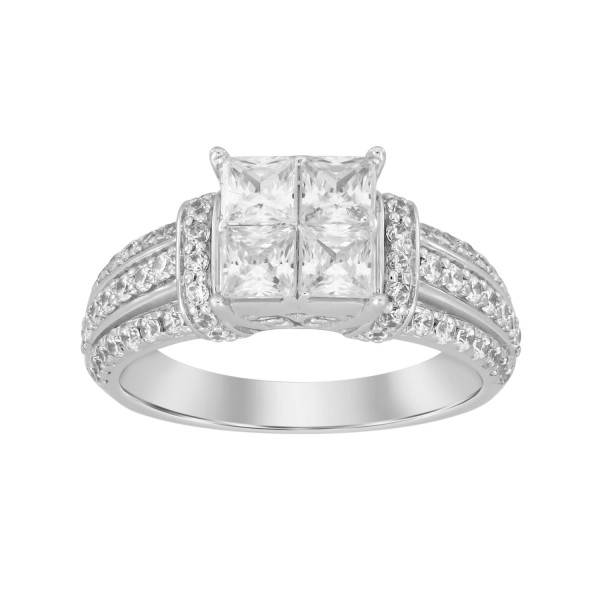 14K WHITE GOLD 1 1/2CT ROUND/PRINCESS DIAMOND LADI...