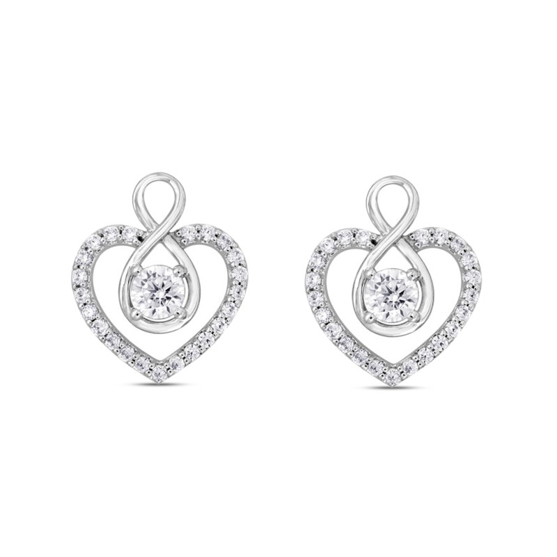 LADIES EARRINGS 1CT ROUND DIAMOND 14K WHITE GOLD