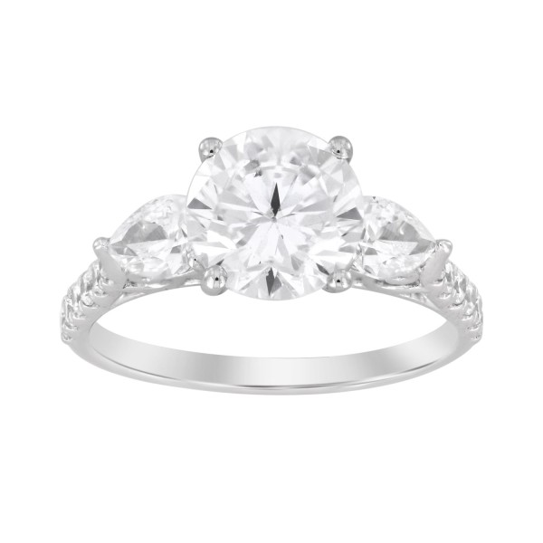 14K WHITE GOLD 2 3/4CT ROUND/PEAR DIAMOND LADIES R...